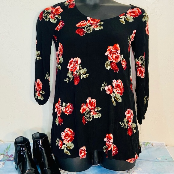Full tilt long sleeve floral mini dress sz xs - Picture 3 of 8